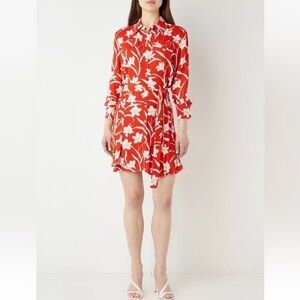 REISS Tilda Floral Printed Shirt Dress Shift Mini Belted Party Cocktail …